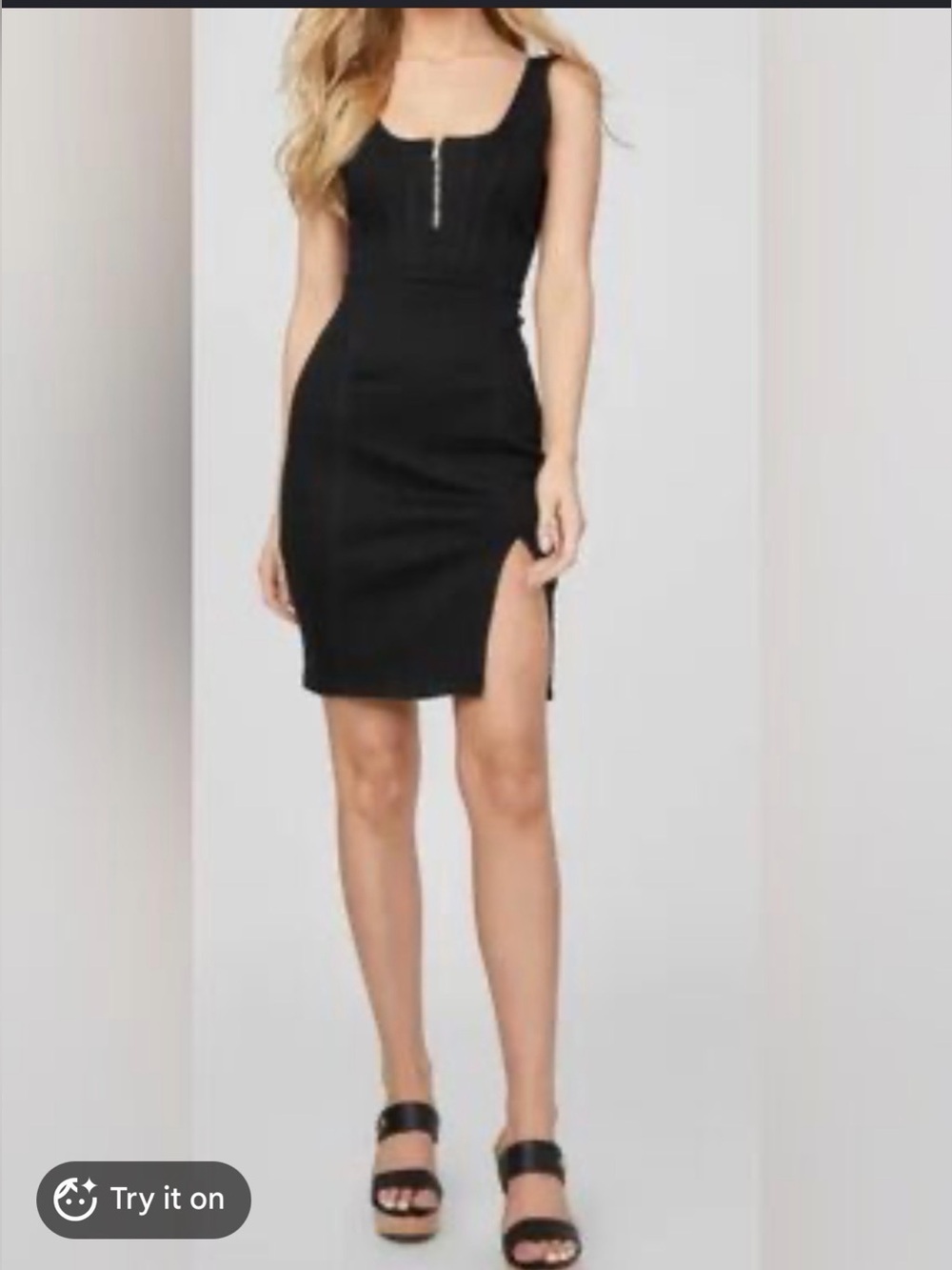 GUESS Sleeveless Bodycon Dress with Front Zip